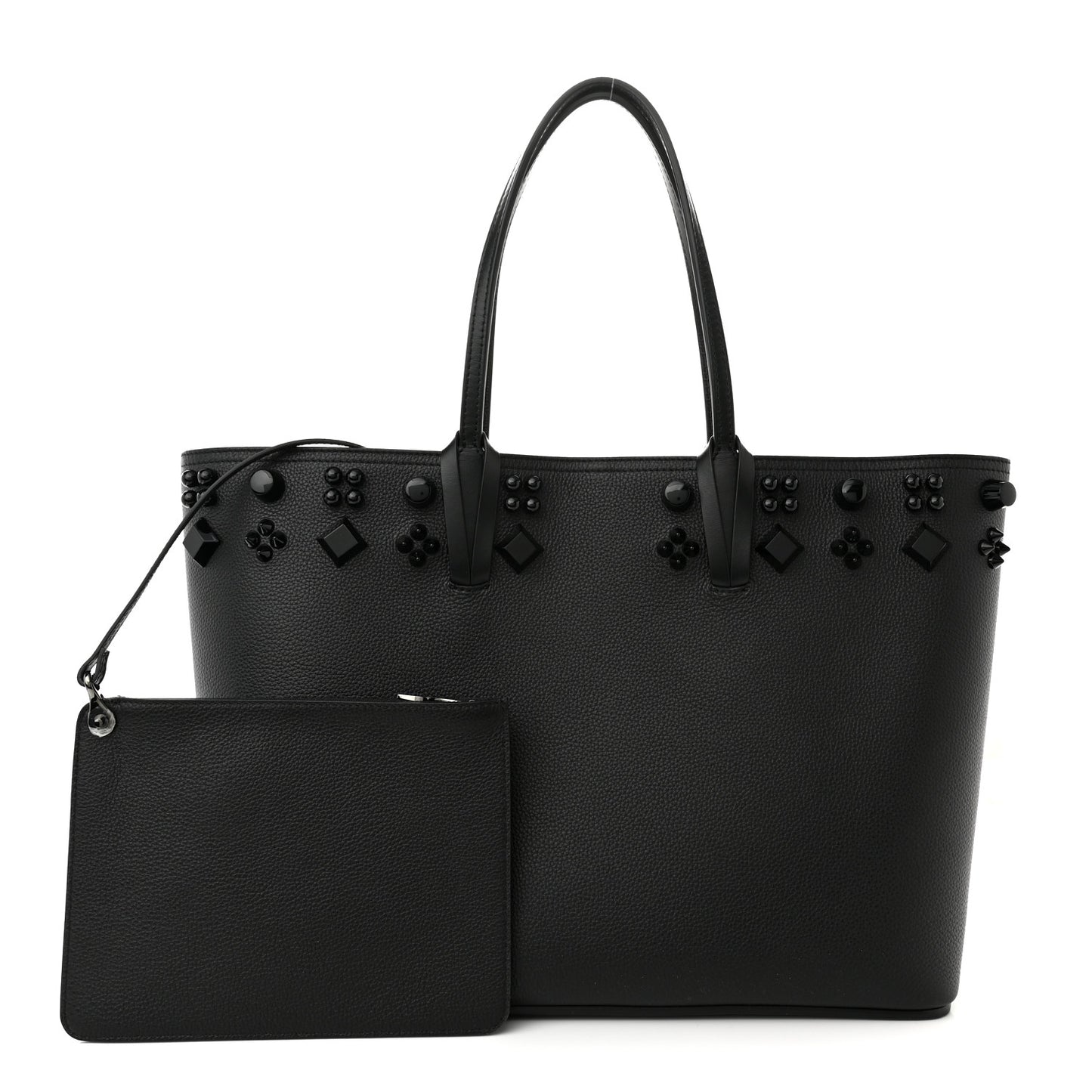Calfskin Empire Spike Studded East West Cabata Tote Black