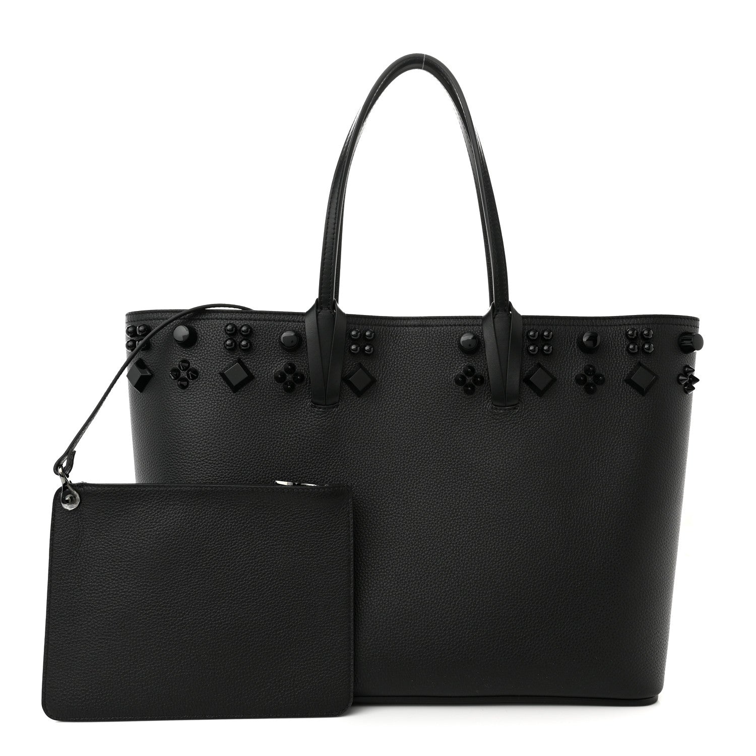 Christian Louboutin Calfskin Empire Spike Studded East West Cabata Tote Black 1 of 9