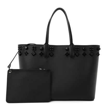 Christian Louboutin Calfskin Empire Spike Studded East West Cabata Tote Black 1 of 9
