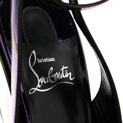 Christian Louboutin Patent Iridescent Sling Condorage 85 Wedge Pumps 37 Black 8 of 11