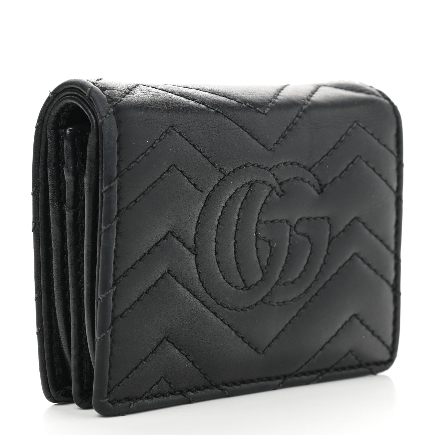 Calfskin Matelasse GG Marmont Card Case Wallet Black