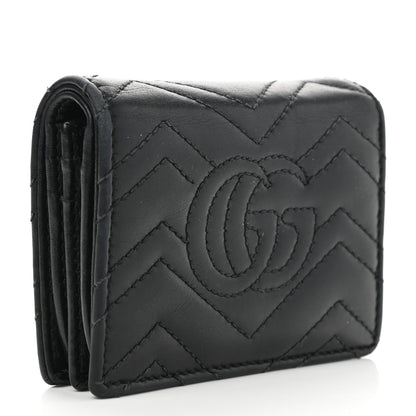 Gucci Calfskin Matelasse GG Marmont Card Case Wallet Black 3 of 8