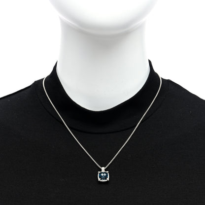 David Yurman Sterling Silver Diamond Blue Topaz 9mm Chatelaine Pave Bezel Pendant Necklace 2 of 4