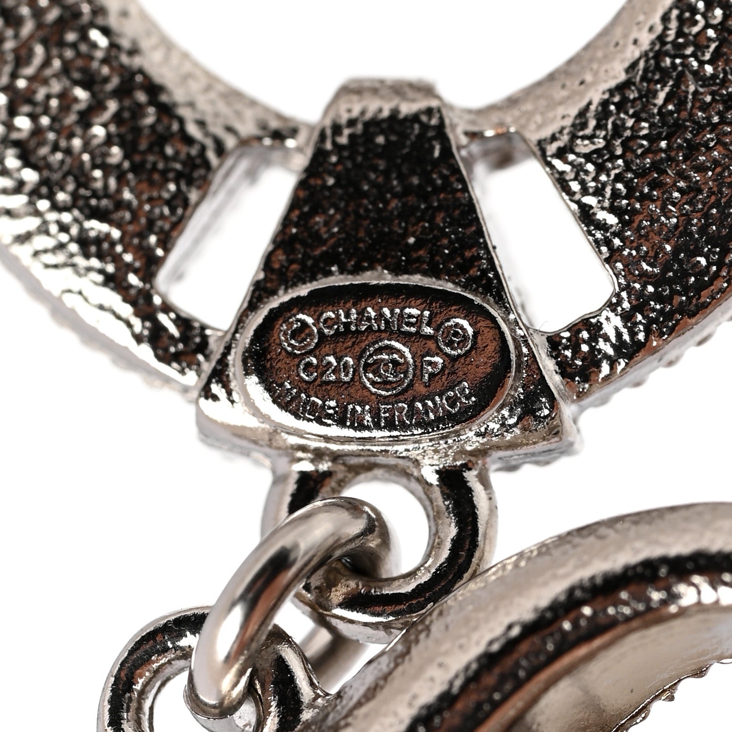 Chanel Crystal Pearl Camellia CC Drop Earrings Silver 4 of 5