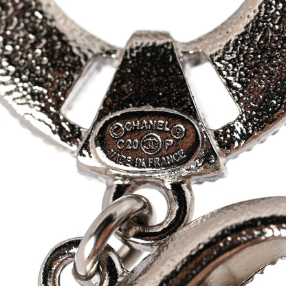 Chanel Crystal Pearl Camellia CC Drop Earrings Silver 4 of 5