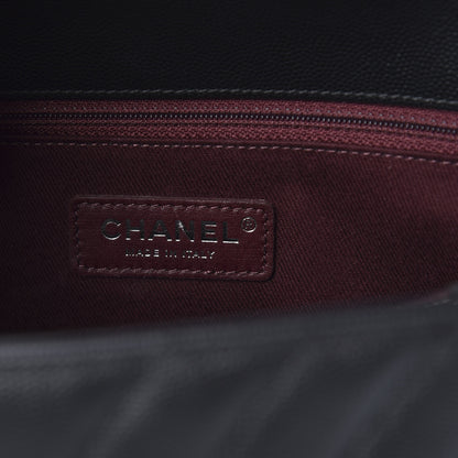 Chanel Caviar Chevron Quilted Small Coco Handle Flap Black 6 of 10