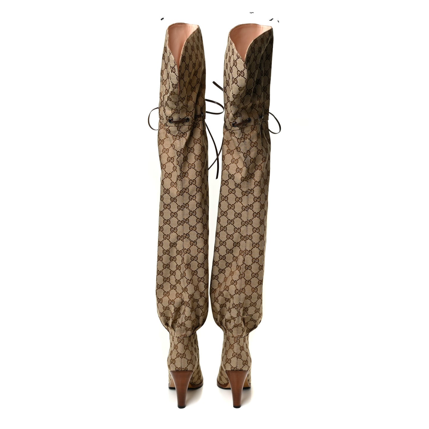 Monogram Over The Knee Boots 37.5 Beige Ebony