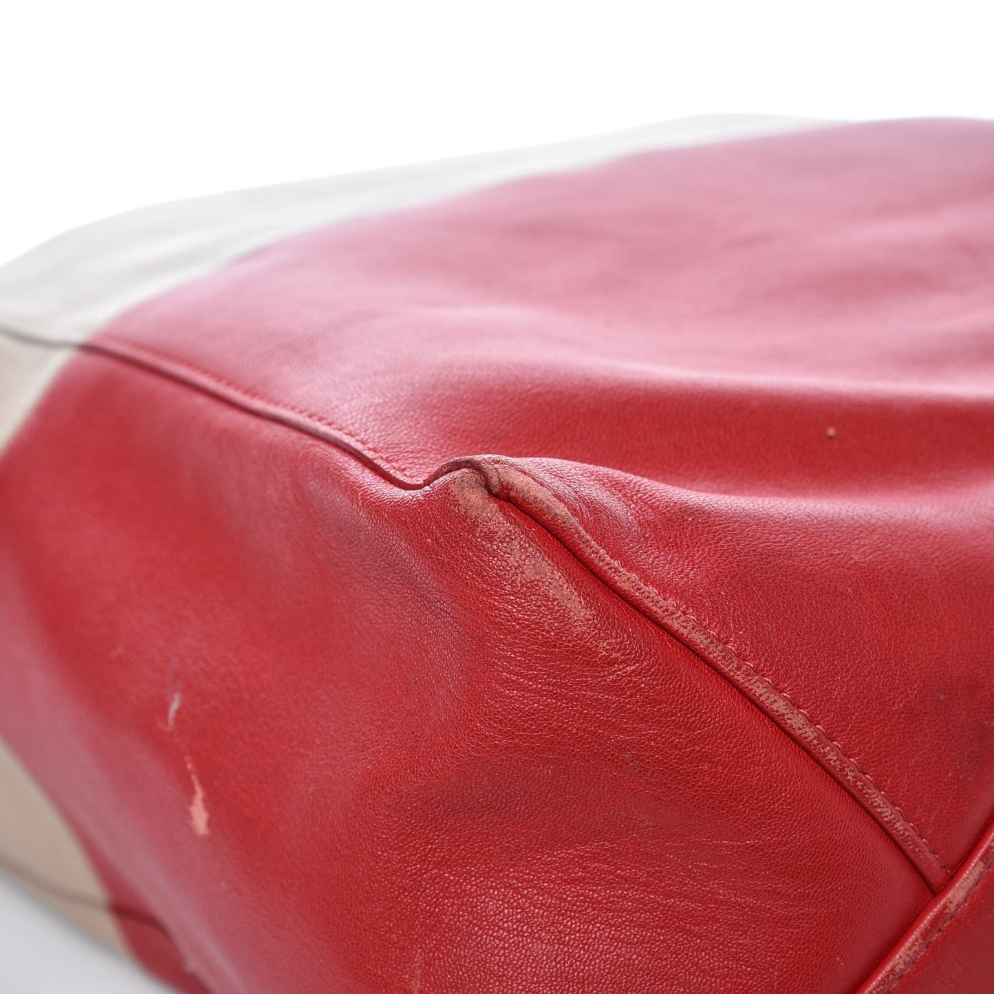 Lambskin Vertical Bi-Cabas Beige Red