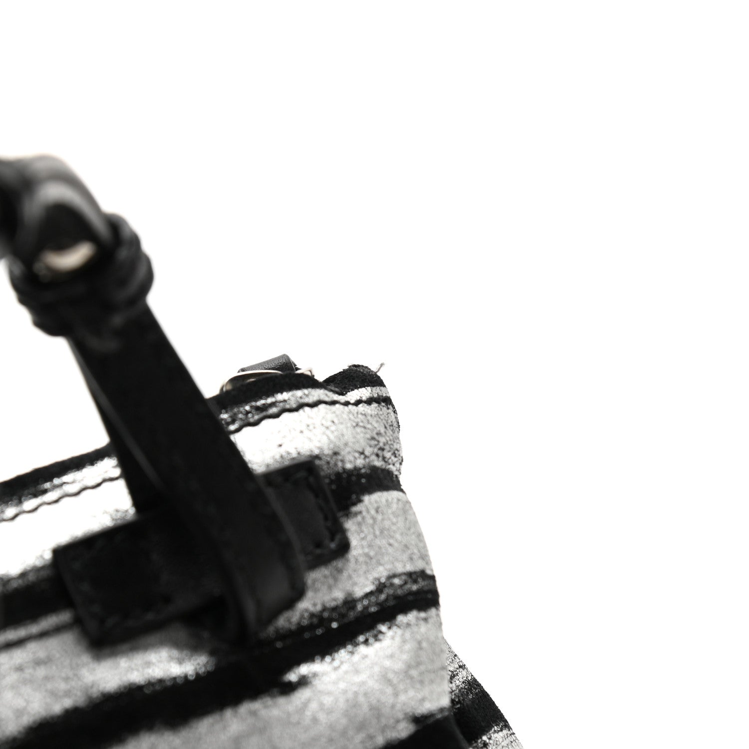 Givenchy Metallic Calfskin Striped Mini Pandora Black Silver 11 of 11