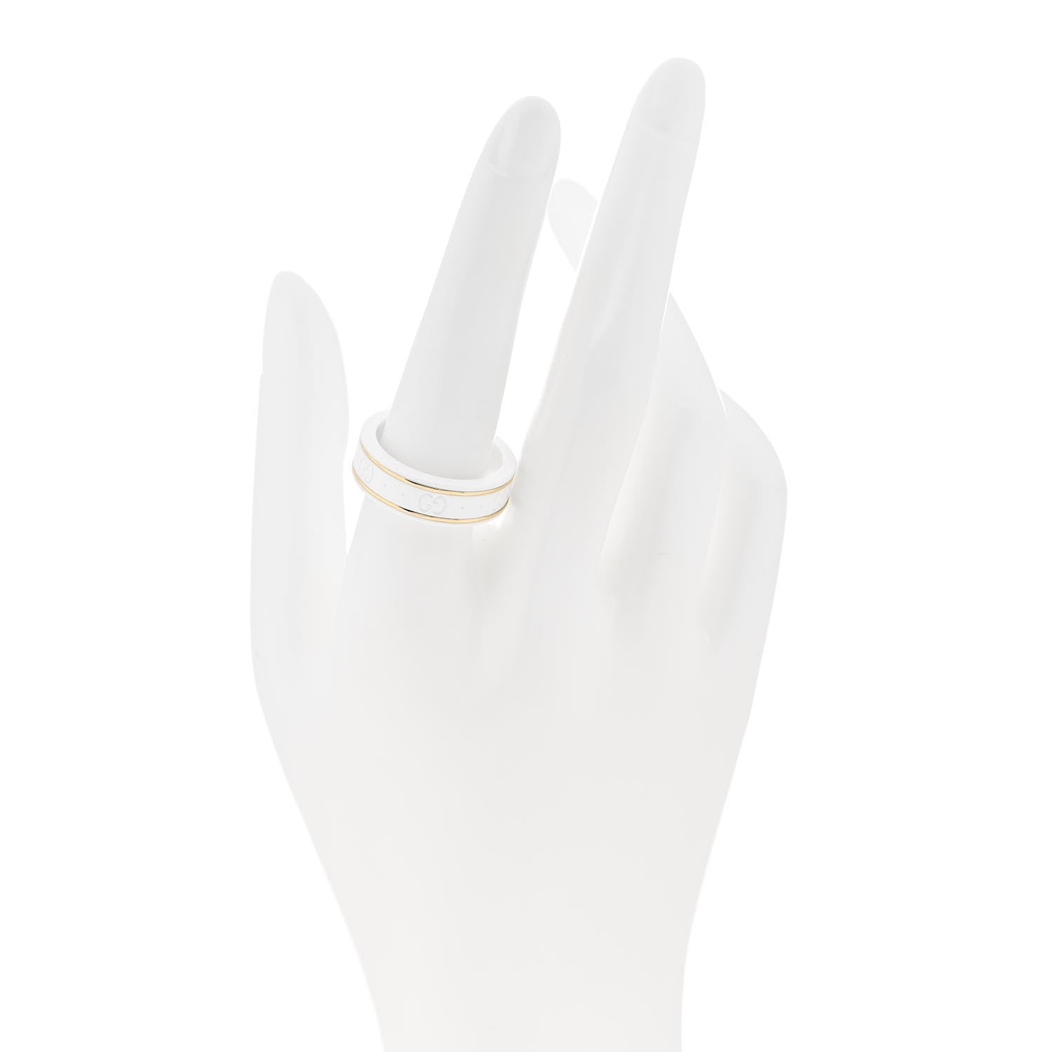 Gucci 18K Yellow Gold Zirconia 7mm Icon Band Ring 59 8.75 White 2 of 7
