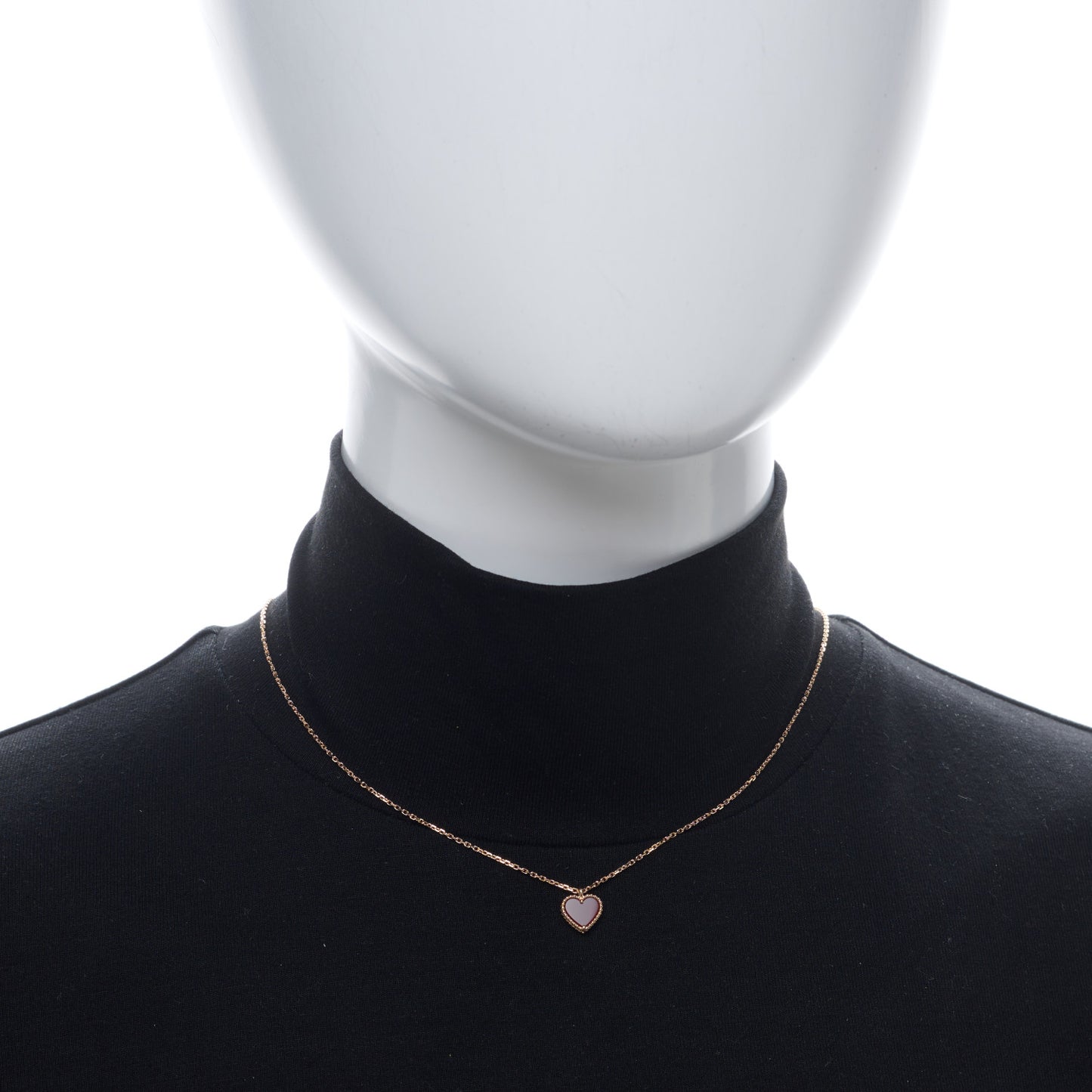 18k Rose Gold Carnelian Sweet Alhambra Heart Pendant Necklace