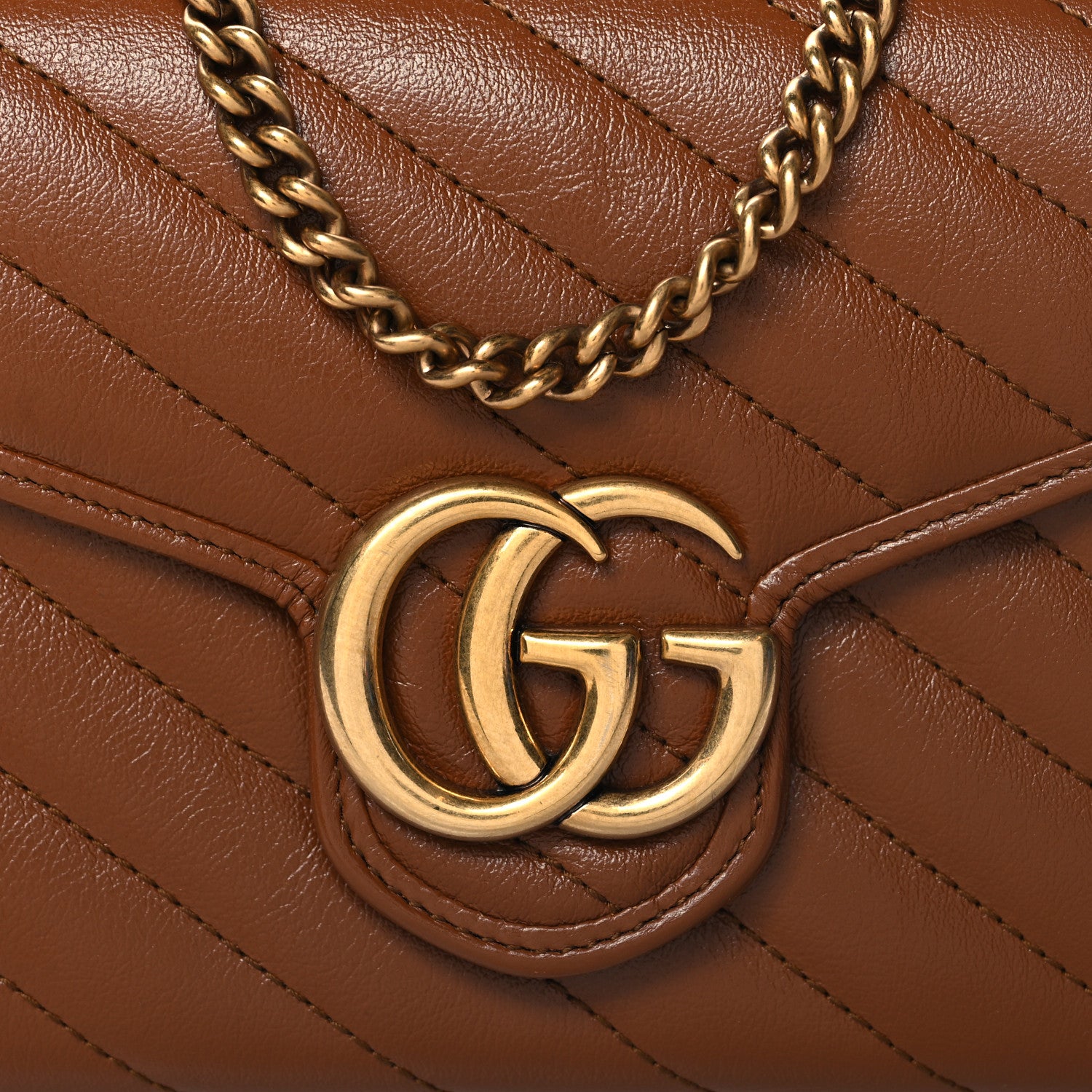 Gucci Azalea Calfskin Matelasse Diagonal GG Marmont Chain Wallet Cuir 8 of 10