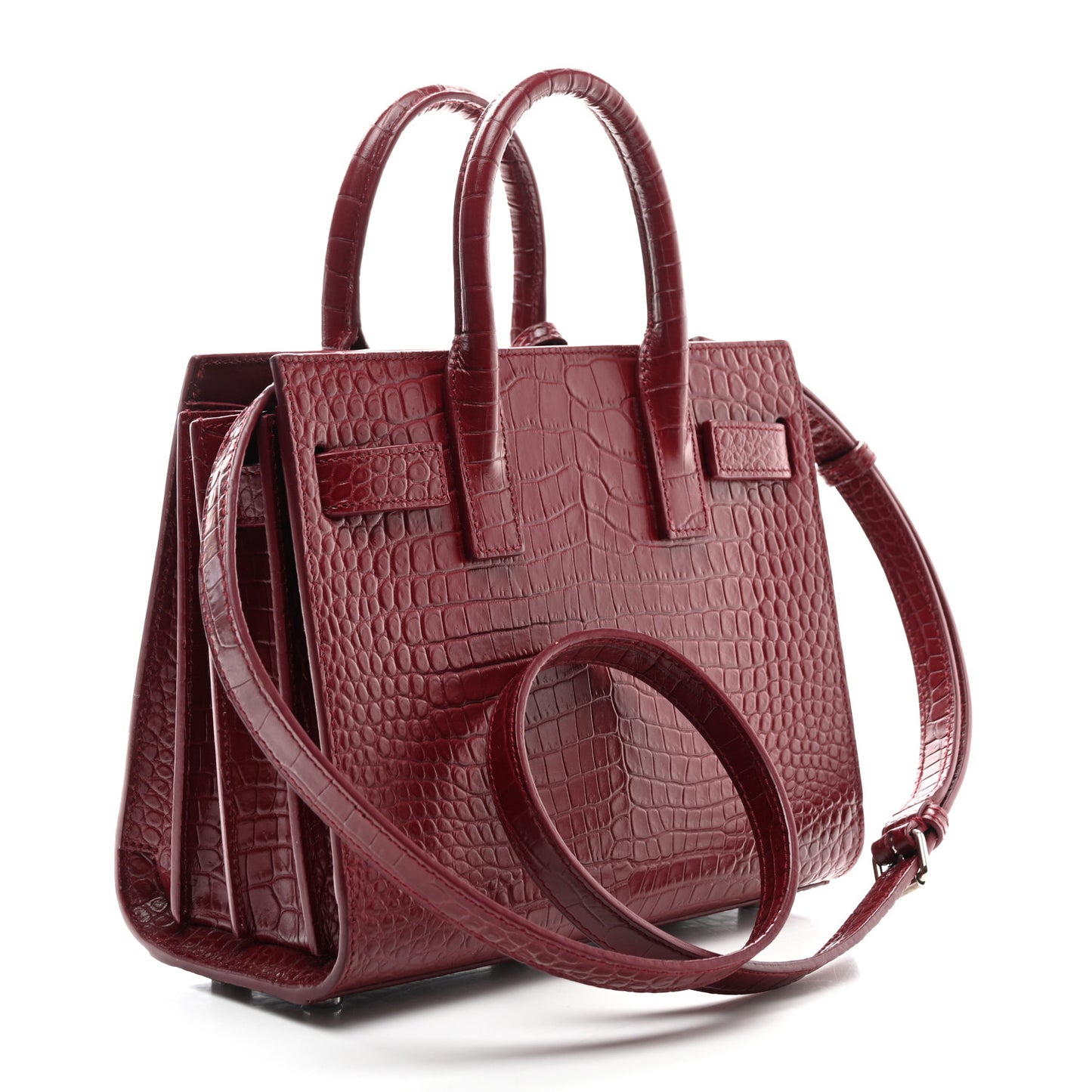 Calfskin Crocodile Embossed Nano Sac De Jour Red