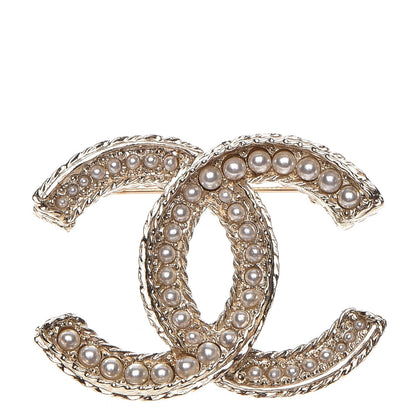 Chanel Pearl CC Brooch Light Gold 1 of 4