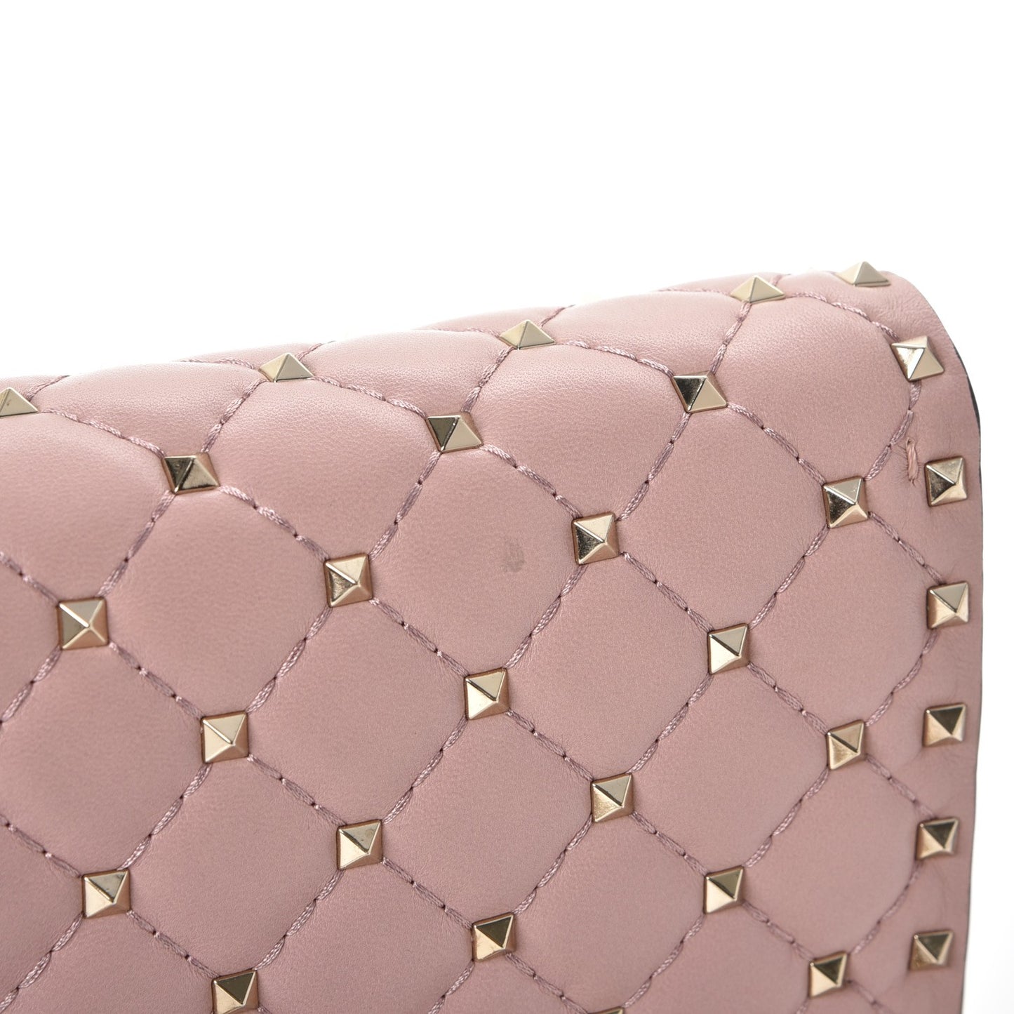 Nappa Rockstud Spike Wallet on Chain Water Rose