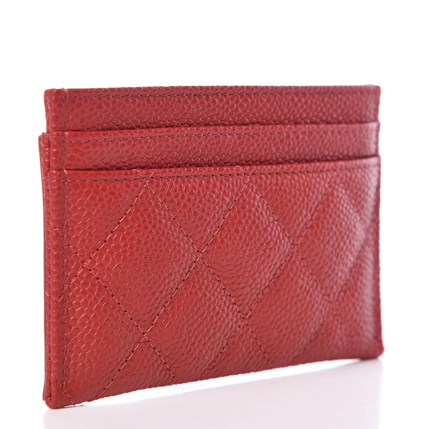 Chanel Caviar Quilted Filigree Card Holder Dark Red 3 of 9