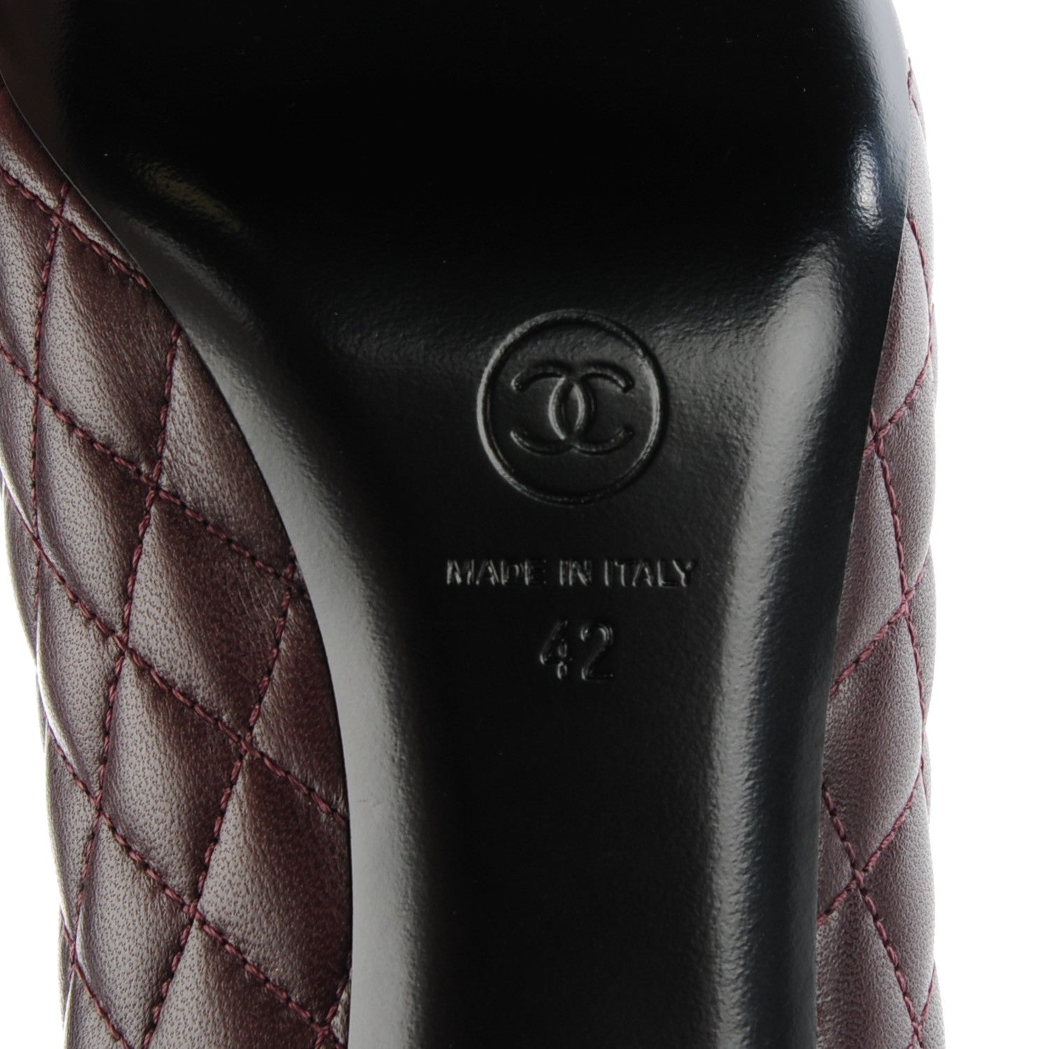 Chanel Lambskin Quilted Cap Toe Pumps 42 Burgundy Navy 6 of 8