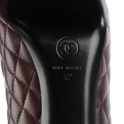 Chanel Lambskin Quilted Cap Toe Pumps 42 Burgundy Navy 6 of 8