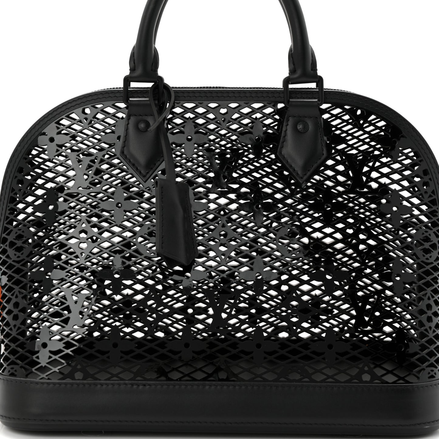 Patent Calfskin Laced Monogram Alma PM Black