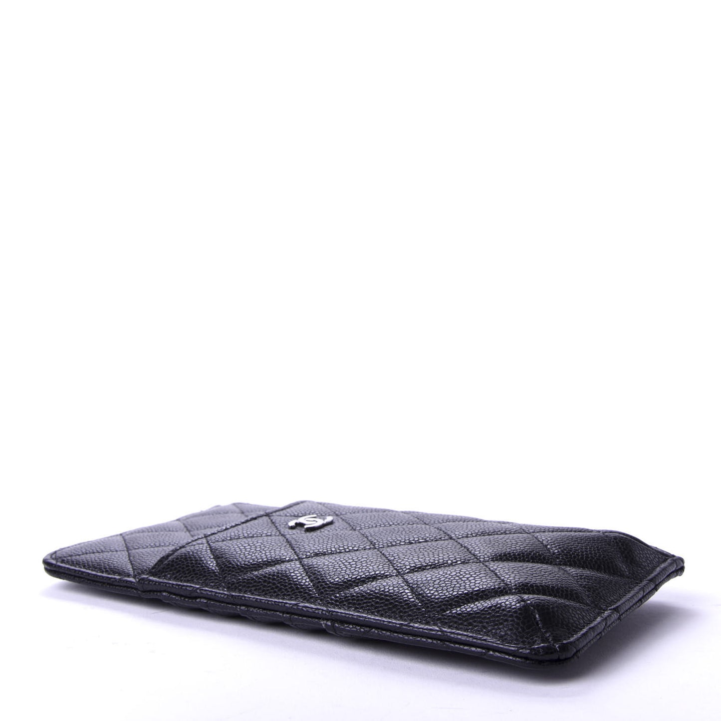 Caviar Quilted Classic Flat Wallet Pouch Black