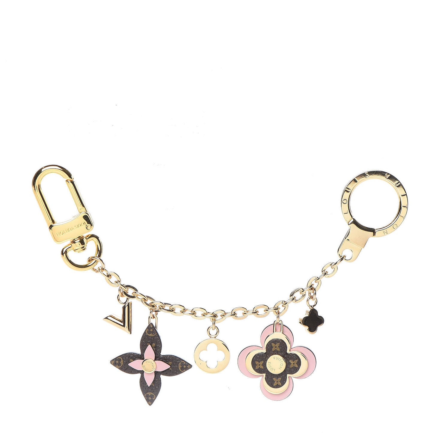 Brass Monogram Blooming Flowers Bag Charm Key Holder Rose Ballerine