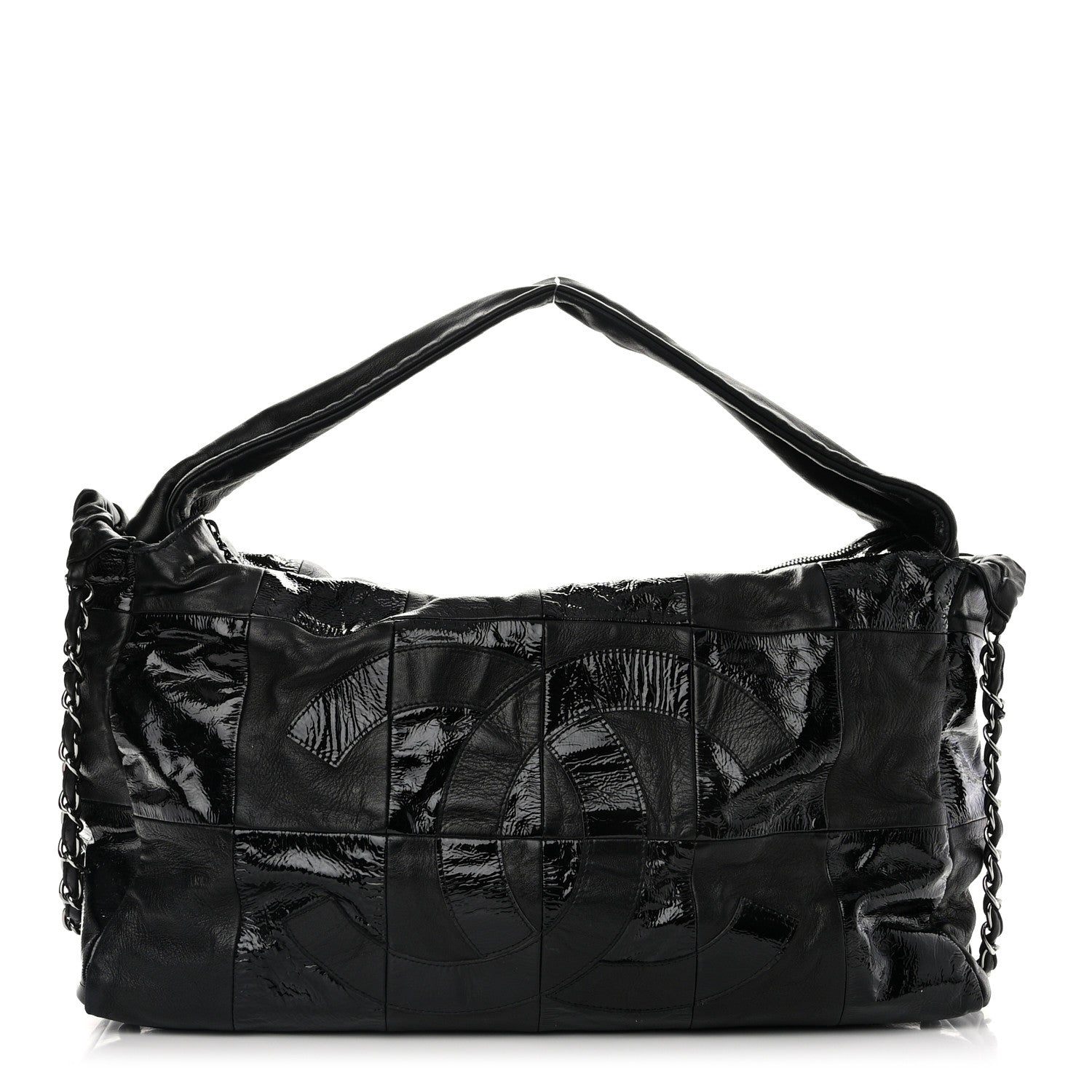 Chanel Lambskin Patent Calfskin Brooklyn Patchwork Hobo Black 1 of 11