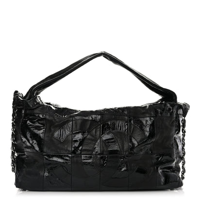 Chanel Lambskin Patent Calfskin Brooklyn Patchwork Hobo Black 1 of 11