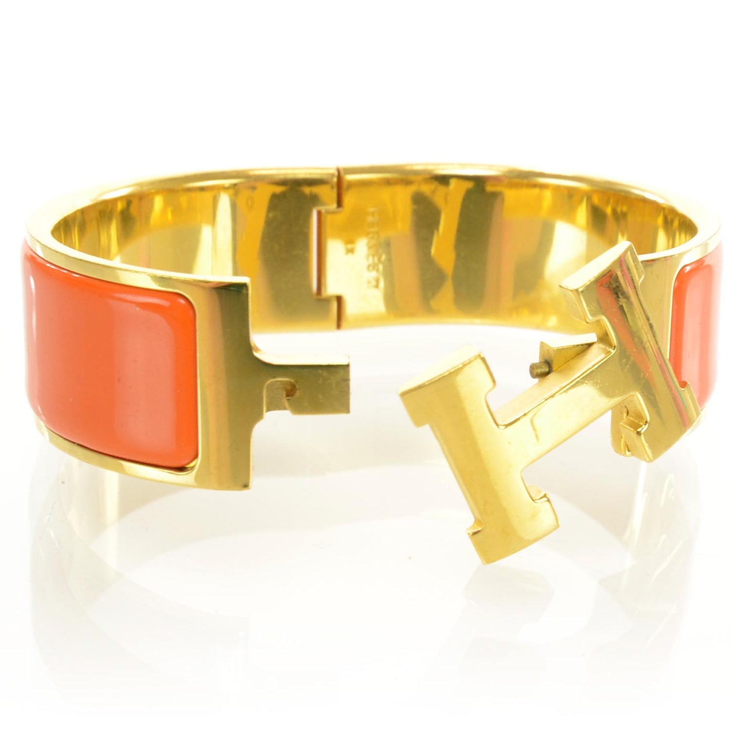 Enamel Clic Clac H Bracelet Wide Orange Gold