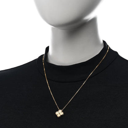 Van Cleef & Arpels 18K Yellow Gold Diamond Yellow Mother of Pearl Vintage Alhambra Pendant Necklace 2 of 7