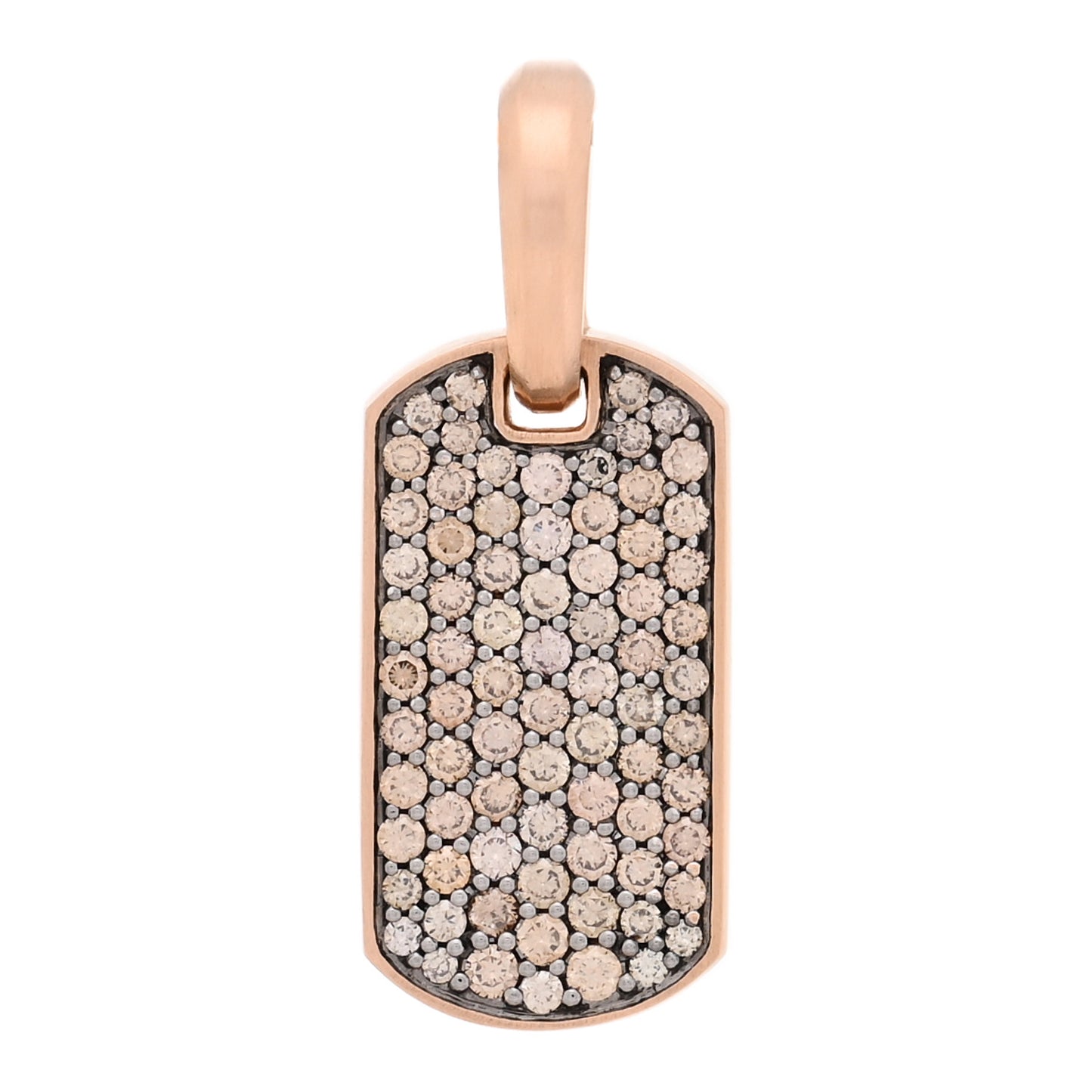 18K Rose Gold Cognac Diamond 21mm Chevron Dog Tag Pendant