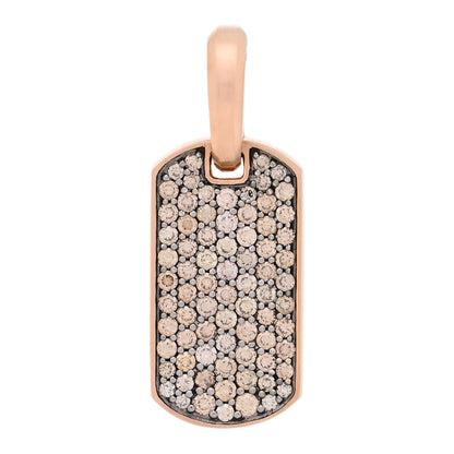 David Yurman 18K Rose Gold Cognac Diamond 21mm Chevron Dog Tag Pendant 1 of 3