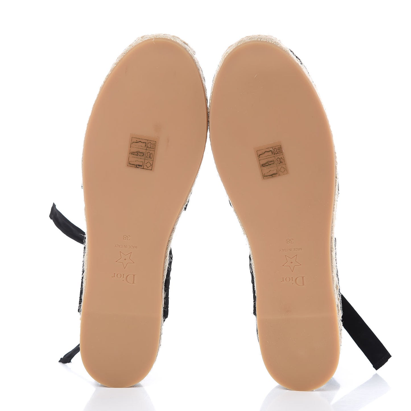 Calfskin Nicely-D Ankle Tie Espadrilles Flats 38 Black