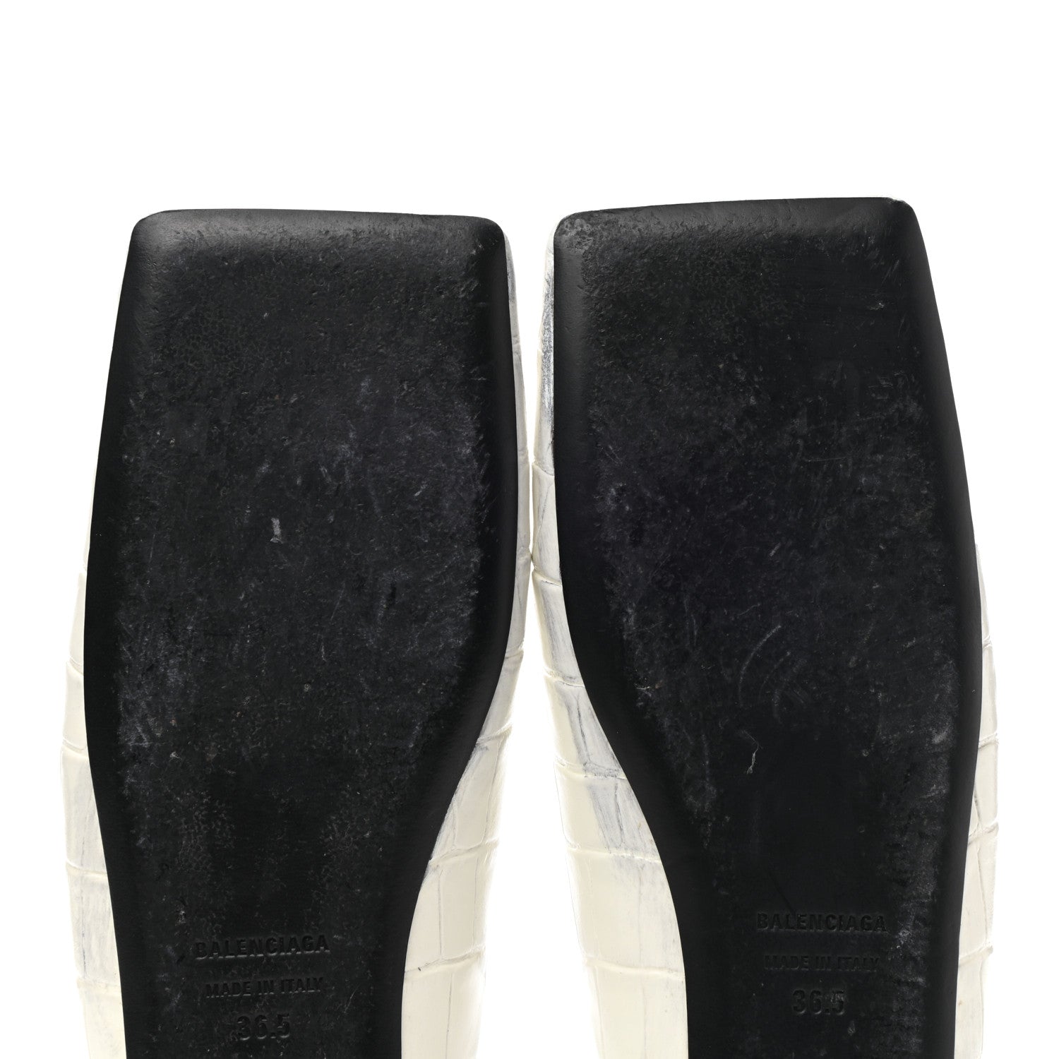 Balenciaga Calfskin Crocodile Embossed Double Square BB 5mm Mules 36.5 White 8 of 9