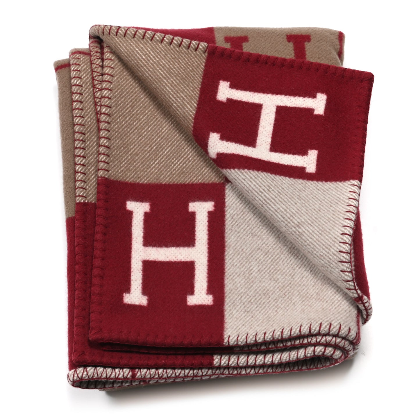 Wool Cashmere Avalon III Blanket Ecru Rouge H