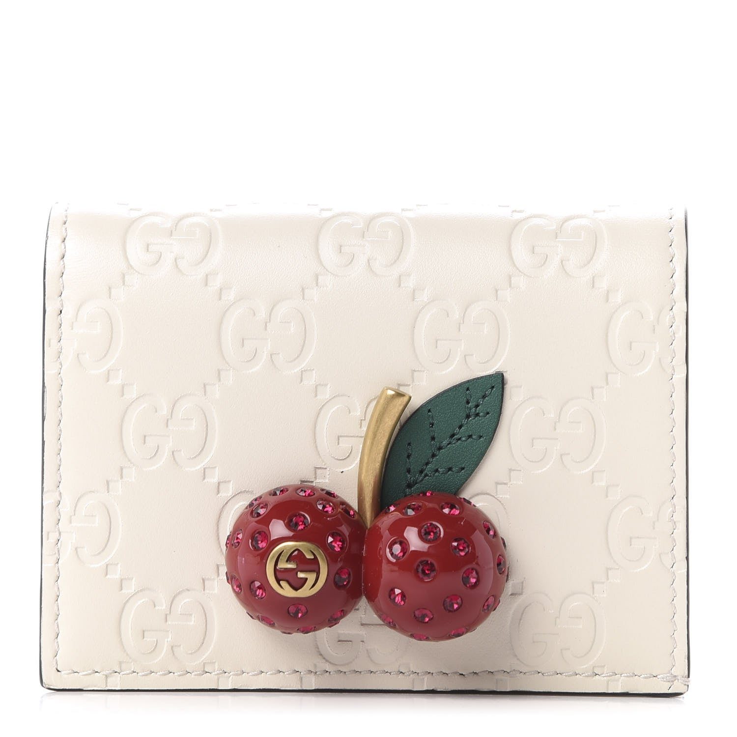 Gucci Guccissima Cherries Card Case Wallet White 1 of 8