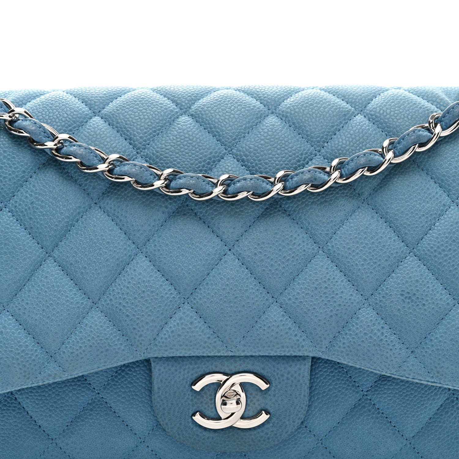 Chanel Iridescent Caviar Quilted Jumbo Double Flap Blue 8 of 11