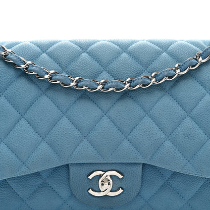 Chanel Iridescent Caviar Quilted Jumbo Double Flap Blue 8 of 11