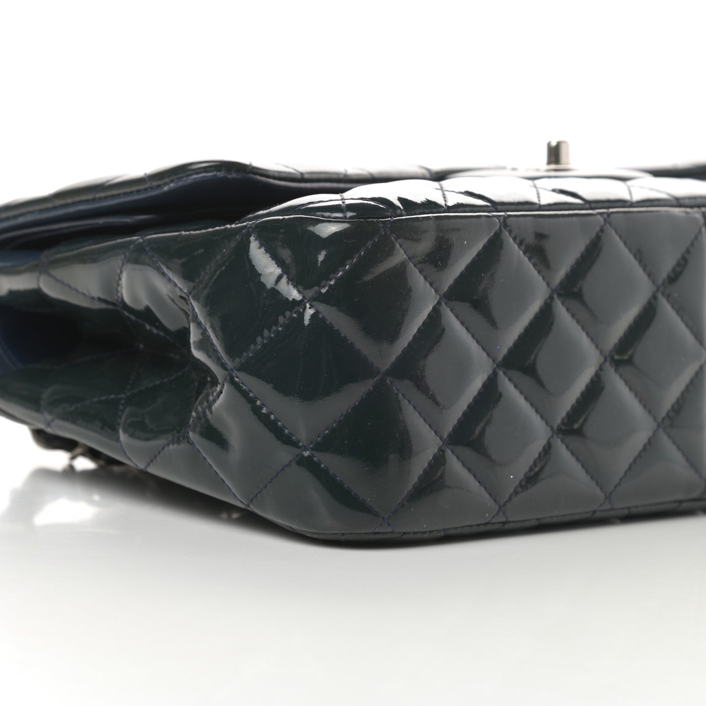 Patent Quilted Jumbo Double Flap Blue