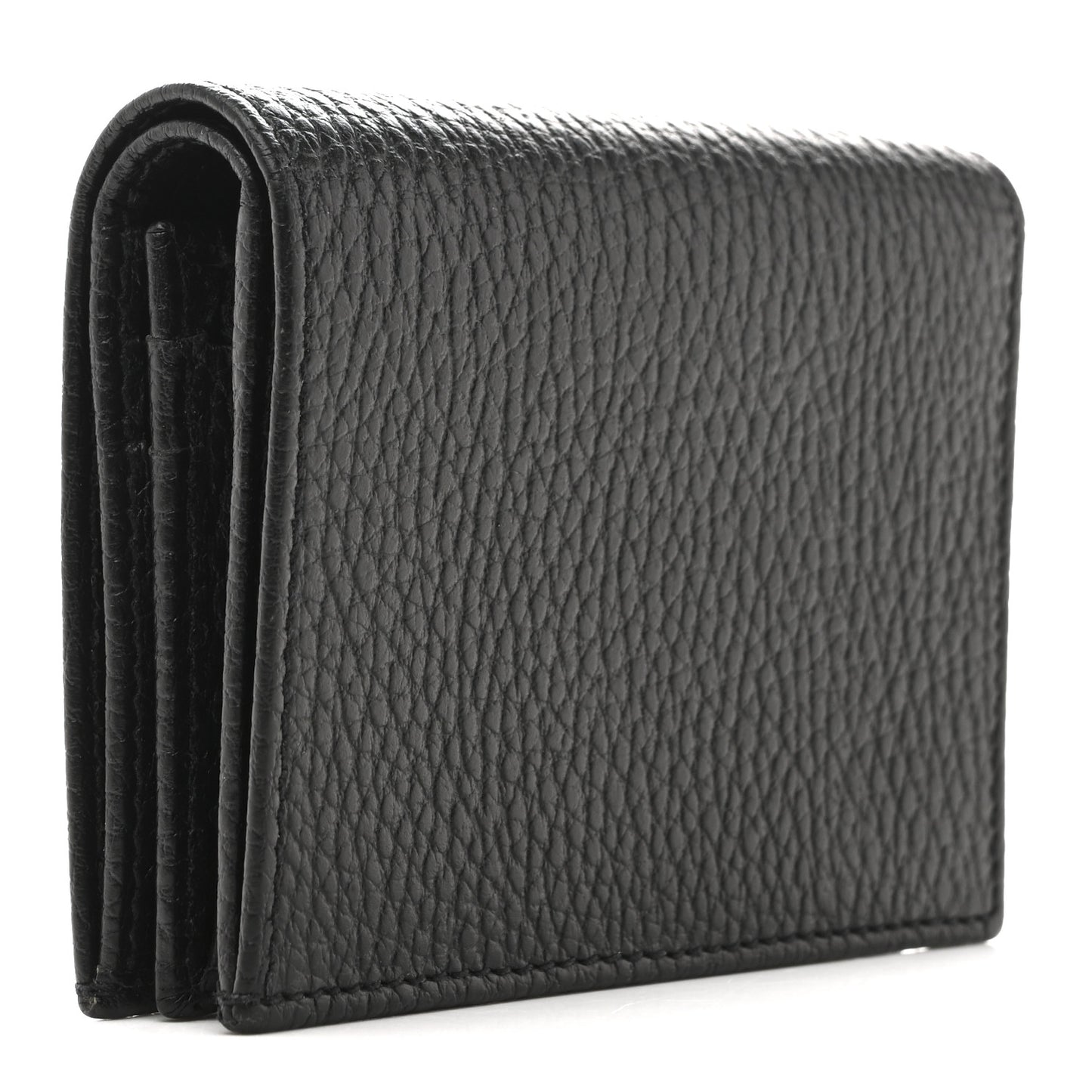 Dollar Calfskin Enamel Monochrome GG Marmont Card Case Black