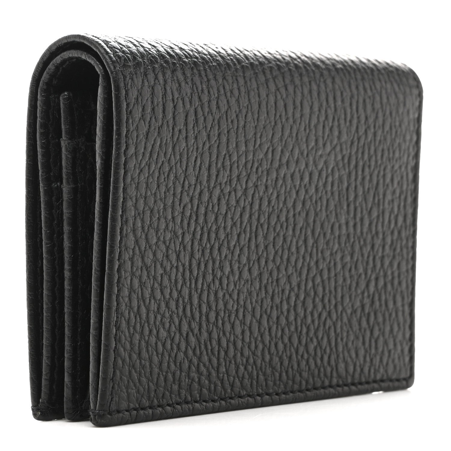 Gucci Dollar Calfskin Enamel Monochrome GG Marmont Card Case Black 3 of 9