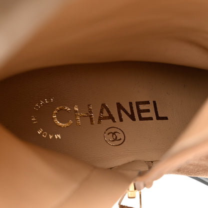 Chanel Suede Quilted CC High Boots 35.5 Dark Beige Black 7 of 8
