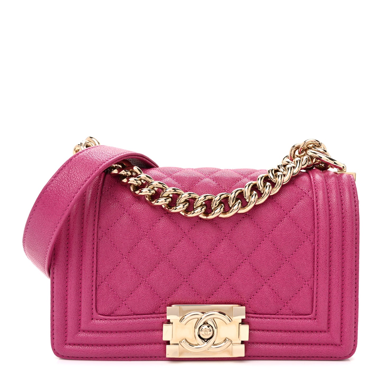 Caviar Quilted Small Boy Flap Dark Pink