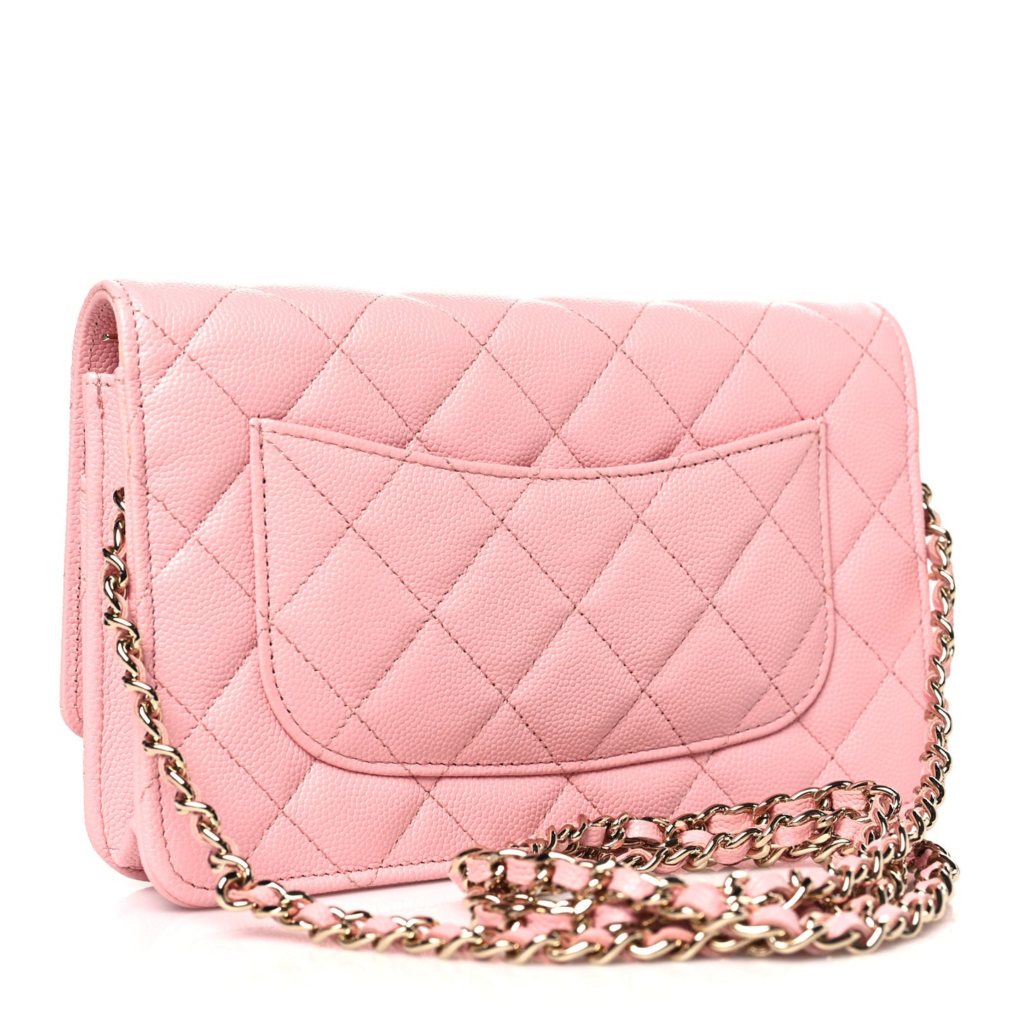 Caviar Quilted Wallet on Chain WOC Light Pink