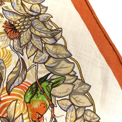 Hermes Cashmere Silk Jungle Love Giant Triangle Scarf Orange Cuit Naturel Vert 4 of 5