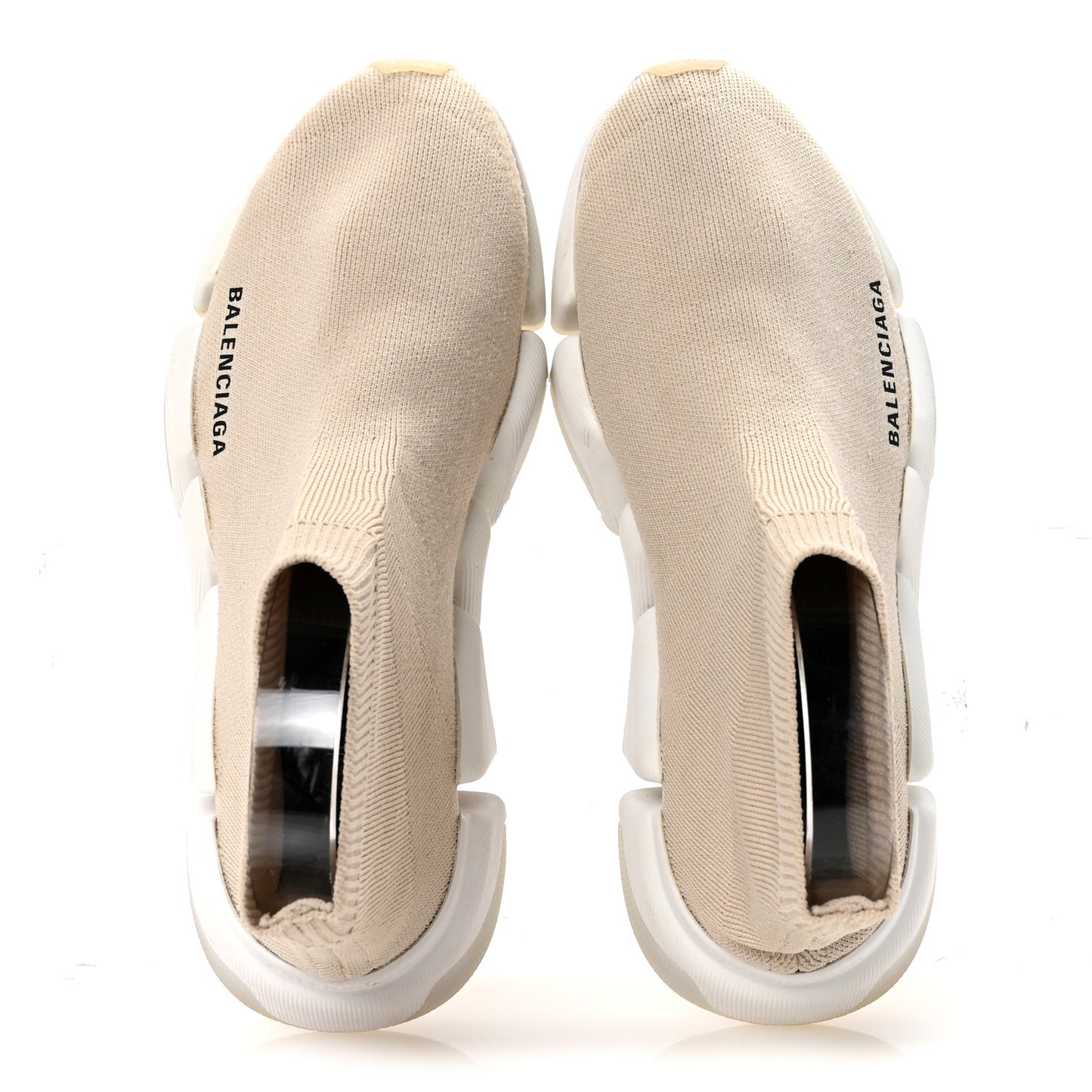 Ribbed Knit Womens Speed 2.0 Transparent Sole Sneakers 37 Light Beige White