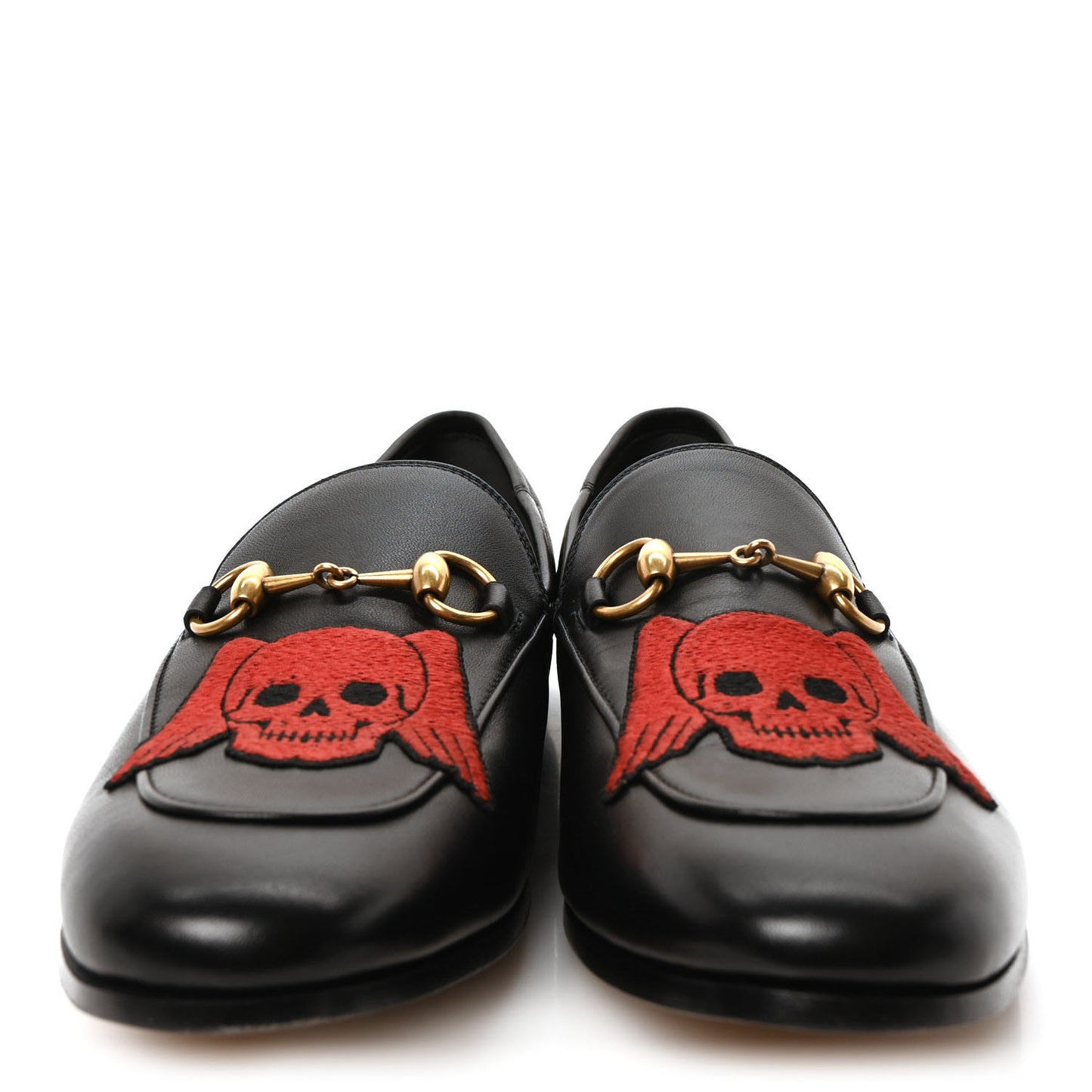 Lambskin Skull Embroidered Mens Brixton Horsebit Loafers 8.5 Black