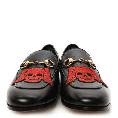 Gucci Lambskin Skull Embroidered Mens Brixton Horsebit Loafers 8.5 Black 3 of 10