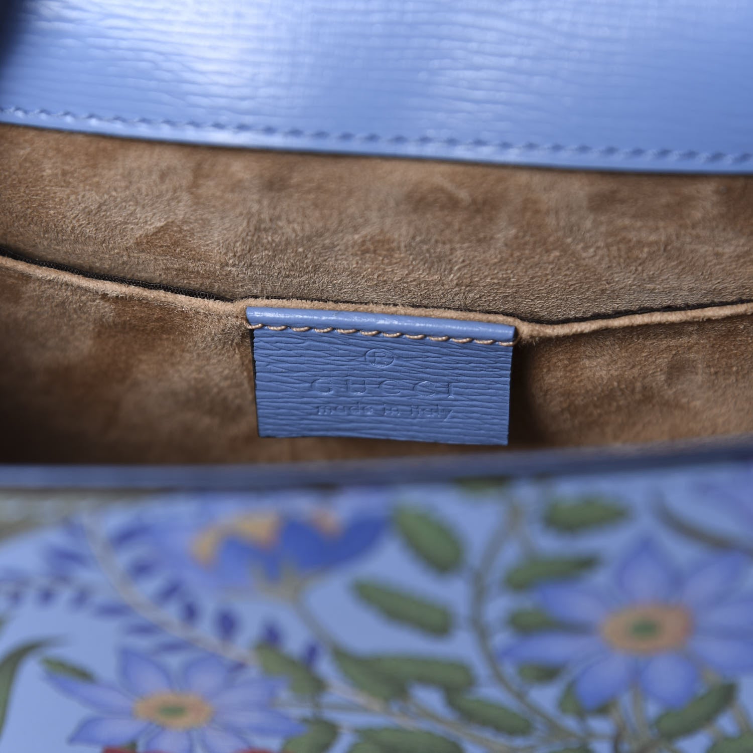 Gucci Shangai Calfskin Web New Flora Mini Sylvie Chain Shoulder Bag Azure 7 of 9