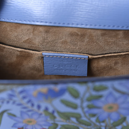 Gucci Shangai Calfskin Web New Flora Mini Sylvie Chain Shoulder Bag Azure 7 of 9