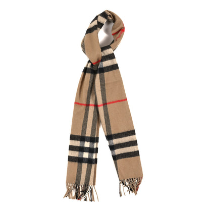 Burberry Cashmere Giant Check Fringe Scarf Archive Beige 1 of 3